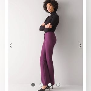 WHBM plum stretch slim bootcut pants